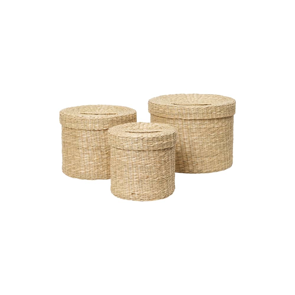 Set de 3 boîtes Gaby Rond / Ø 30 cm - BROSTE COPENHAGEN - Rond - Jonc de mer