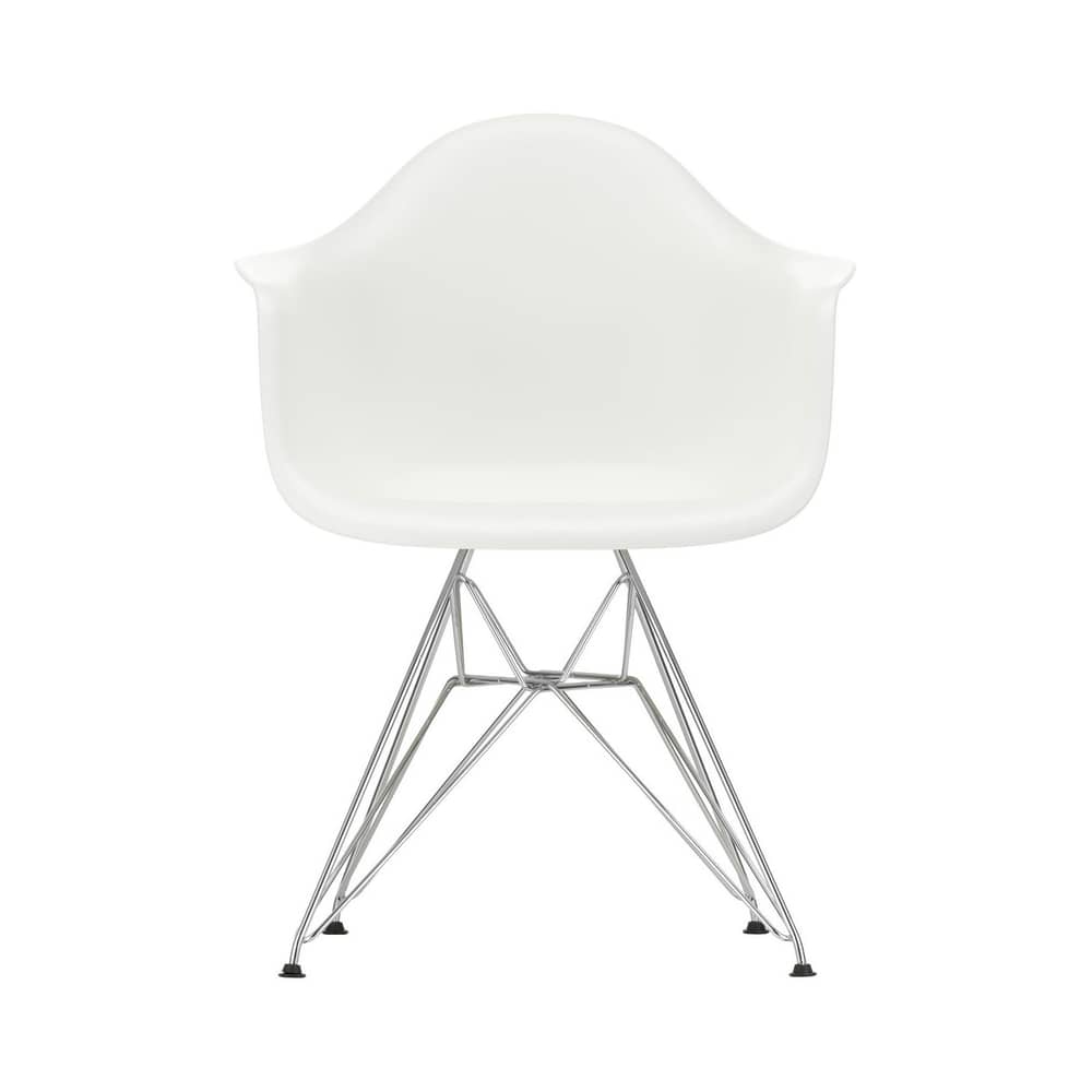 Fauteuil DAR - Eames Plastic Armchair plastique blanc / (1950) - Pieds chromés - Vitra - Blanc / Pieds chromés - Acier chromé, Polypropylène