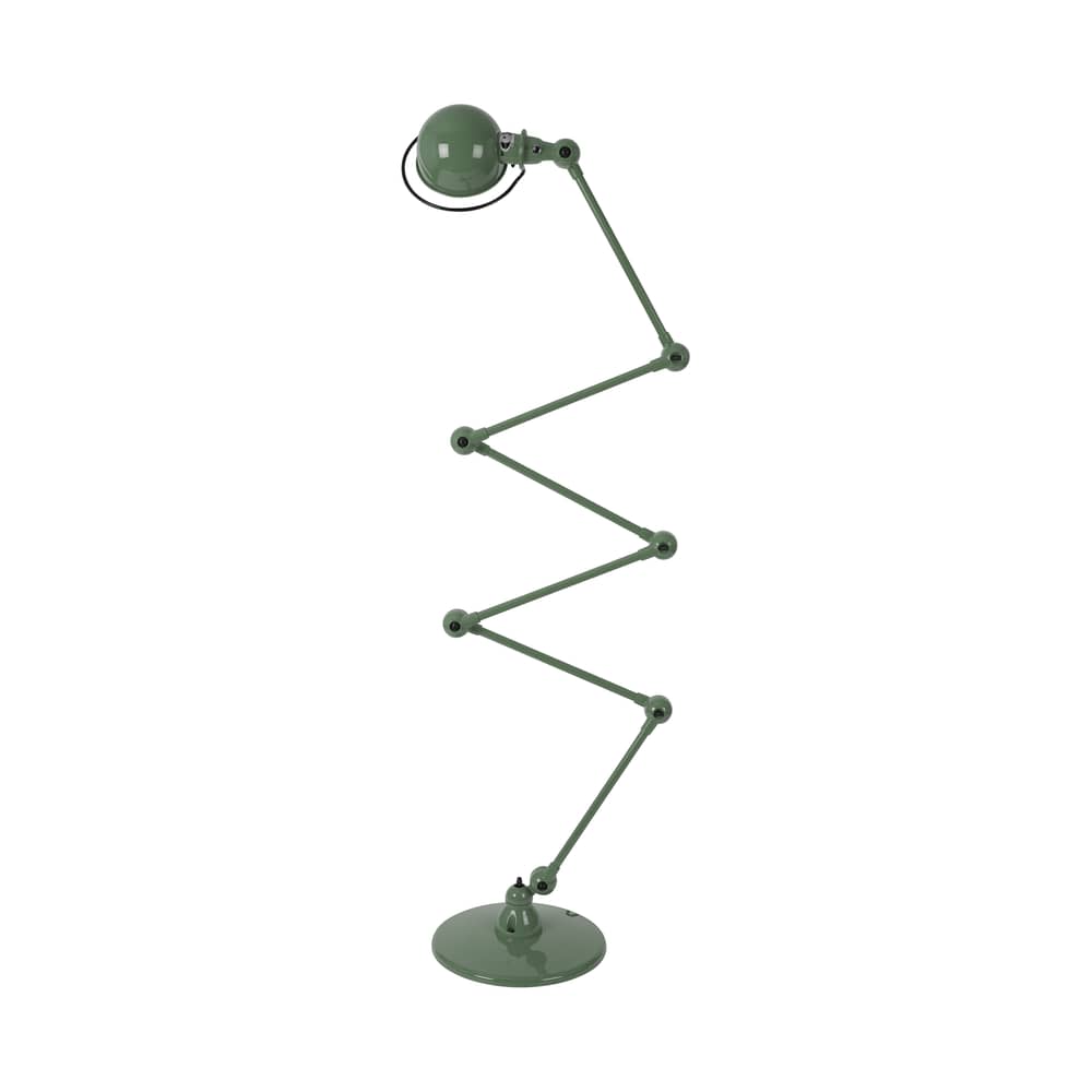 Lampadaire Loft Zigzag métal vert / H 240 cm - Orientable - Jieldé - Vert olive brillant - Acier inoxydable