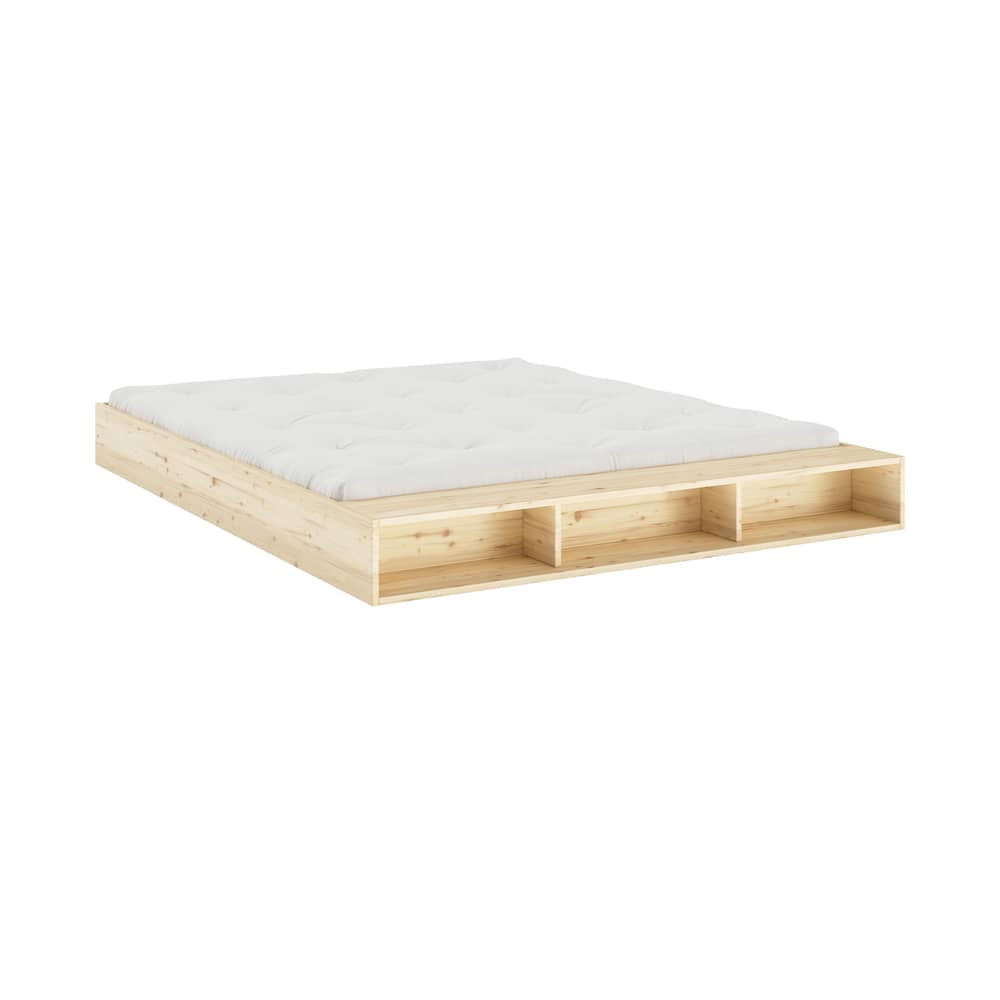 Lit double Merge / Pour matelas 180 x 200 cm - Banc / rangement intégré - KARUP DESIGN - Pour matelas 180 x 200 - Pin massif certifié FSC