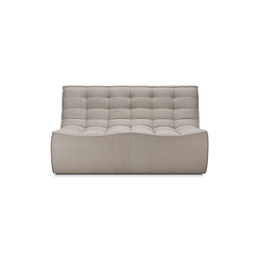 Divano destro N701 tessuto beige / 2 posti - L 140 cm / Cotone riciclato - Ethnicraft - Ecru Eco (Cotone riciclato) - Cotone riciclato, Legno, Schiuma PU ad alta densità