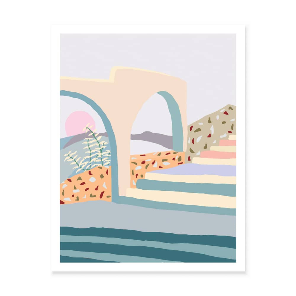 Affiche Terrazzo Stair By Charlie Bennell papier multicolore / 46 x 61 cm - Slowdown Studio - Terrazzo Stair - Papier certifié FSC