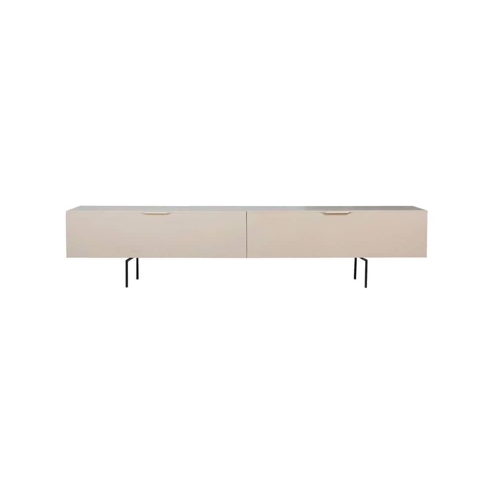 Mobile TV Wood grain legno beige / L 167 x P 30 x H 36 cm - 2 porte a ribalta - HK LIVING - Sabbia - Acciaio laccato, Compensato, MDF