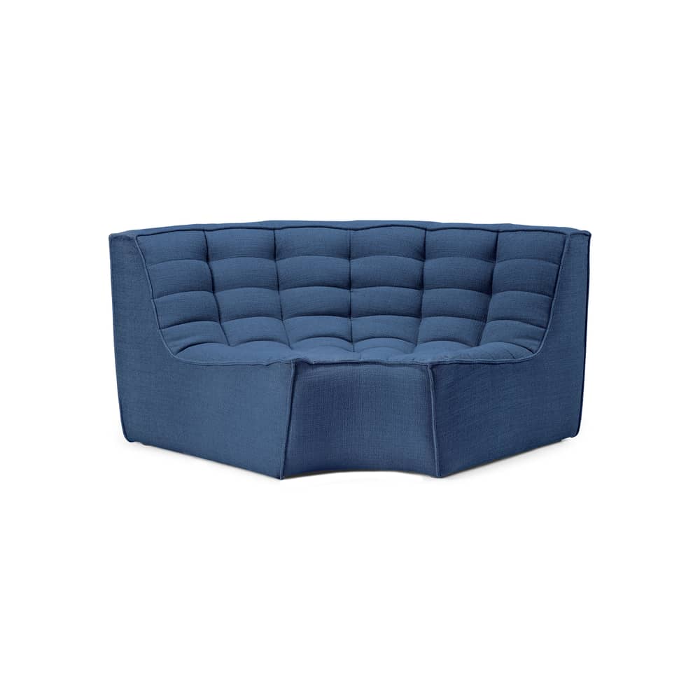 Divano d\'angolo N701 tessuto blu / Modulo ad angolo arrotondato a 90° - L 120 cm - Ethnicraft - Blu (tessuto standard) - Legno, Schiuma PU ad alta densità, Tessuto