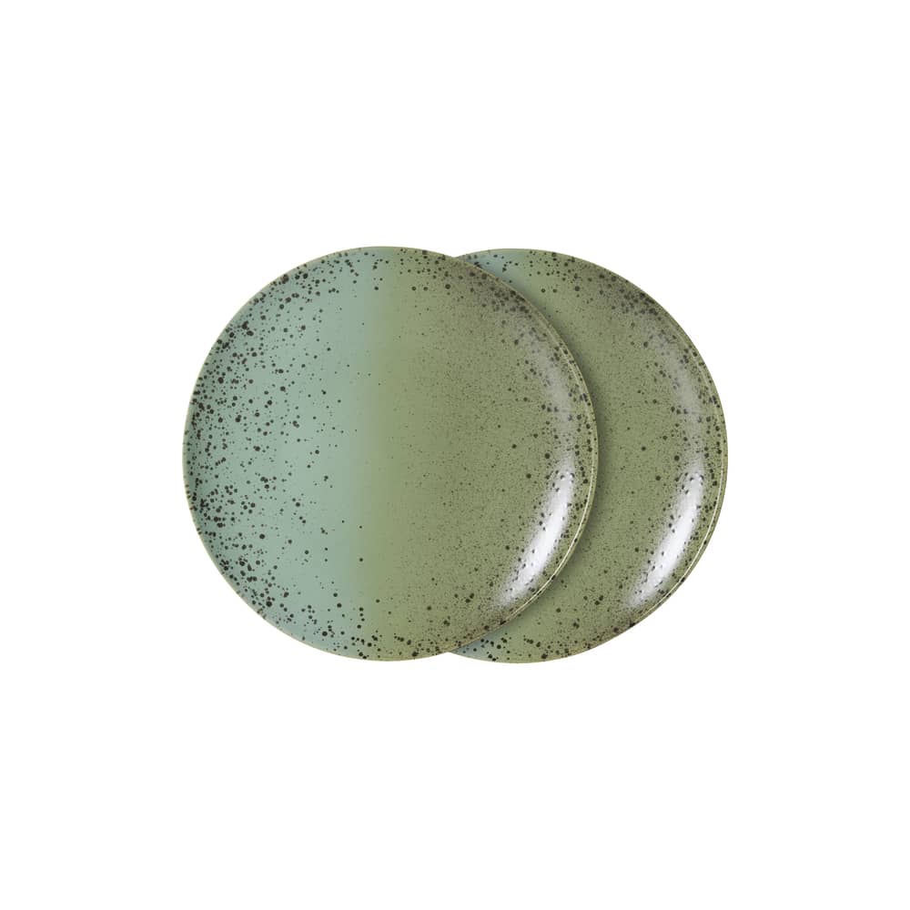 Piatto 70s ceramics ceramica verde / Set di 2 - Ø 27,5 cm - HK LIVING - Fleck - Gres smaltato