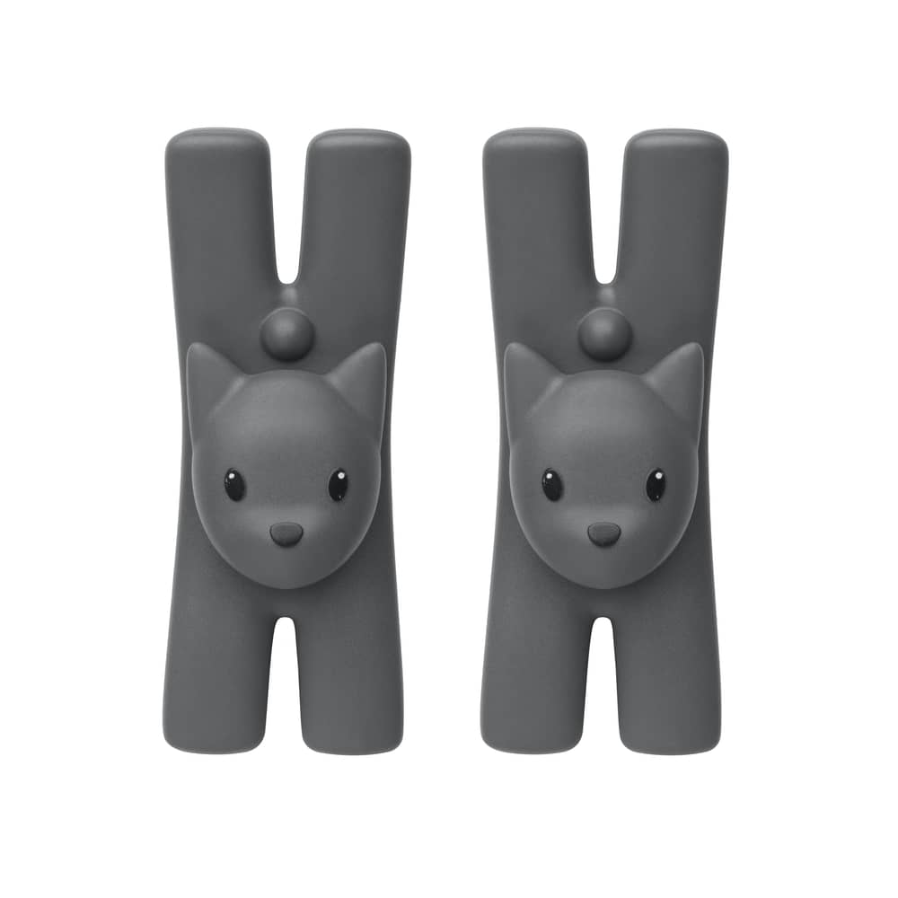 Set de 2 pinces Lampo Chat plastique noir / Aimantée - Alessi - Noir - Aimant, Résine thermoplastique
