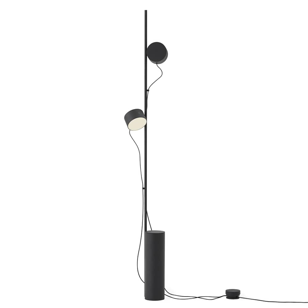 Stehleuchte Post metall schwarz / LED - 2 drehbare Magnet-Spots - Muuto - Stehleuchte - lackierter Stahl