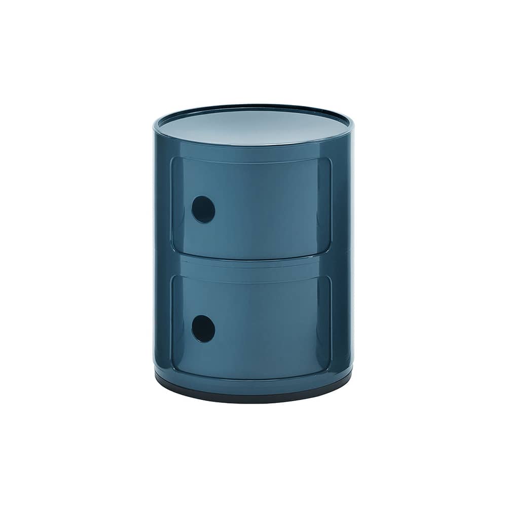 Rangement Componibili bleu / 2 tiroirs - H 40 cm - Anna Castelli Ferrieri, 1968 - Kartell - Bleu pétrole - Technopolymère thermoplastique recyclé