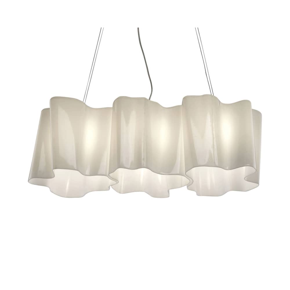 Suspension Logico grande verre blanc / 3 éléments en ligne - Artemide - Blanc - grande - Verre soufflé