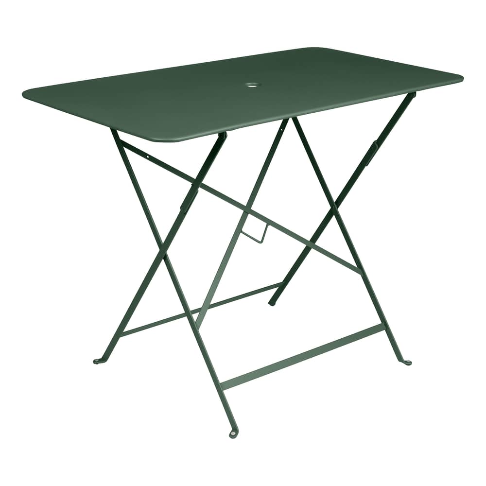Klapptisch Bistro metall grün / 97 x 57 cm - für 4 Personen - mit Sonnenschirmloch - Fermob - Zedernholz - bemalter Stahl