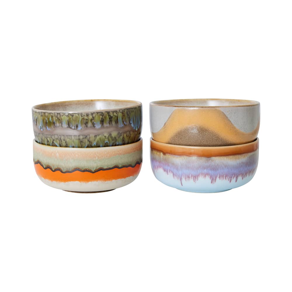 Set de 4 coupelles 70s ceramics / Ø 12,5 - 40 cl - HK LIVING - Reef - Grès émaillé