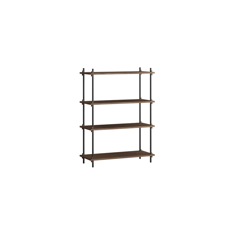Etagère Shelving System - s.115.1.A / L 85 x H 115 x Prof. 35 cm - MOEBE - Chêne fumé / Noir - Acier, MDF placage chêne