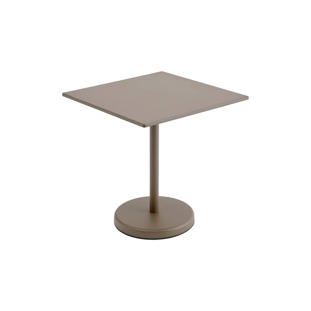 Table carrée Linear Café métal beige / 70 x 70 cm - Muuto - Taupe - Acier galvanisé thermolaqué