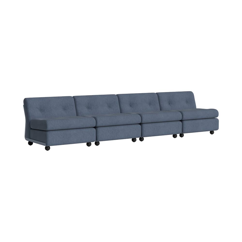 Sofa Amanta textil blau / 4-Sitzer - L 317 cm / Neuauflage 1966, Mario Bellini - Hay - Blaublau-grau - Gewebe, Recyceltes ABS, Schaumstoff