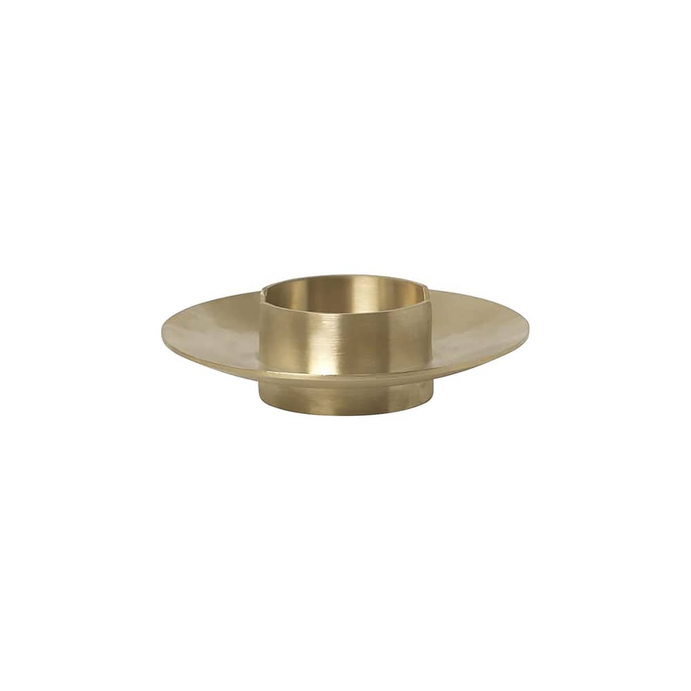 Block Candle stick gold metal / Brass - Ø 11 cm - Ferm Living - Brass - Brushed brass