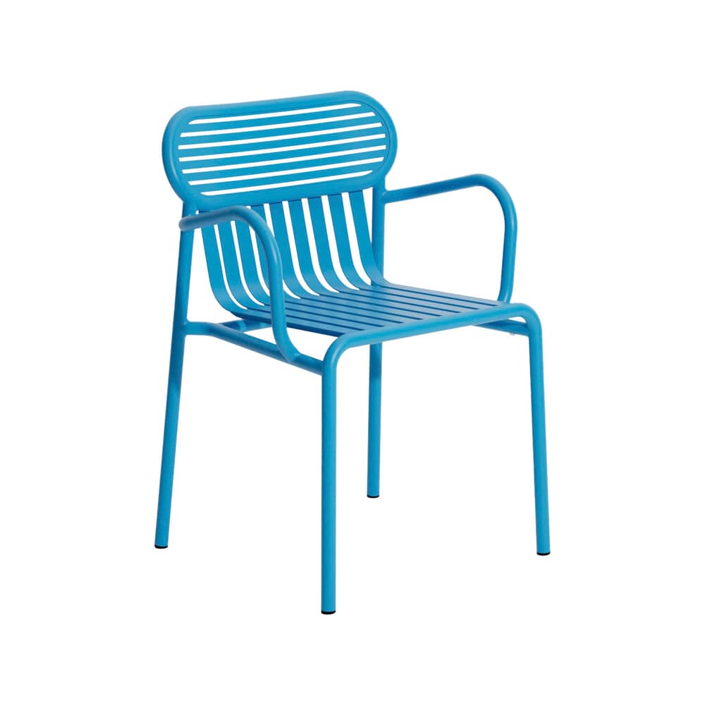 Fauteuil bridge empilable Week-end métal bleu / Aluminium - Petite Friture - Bleu Ciel - Aluminium