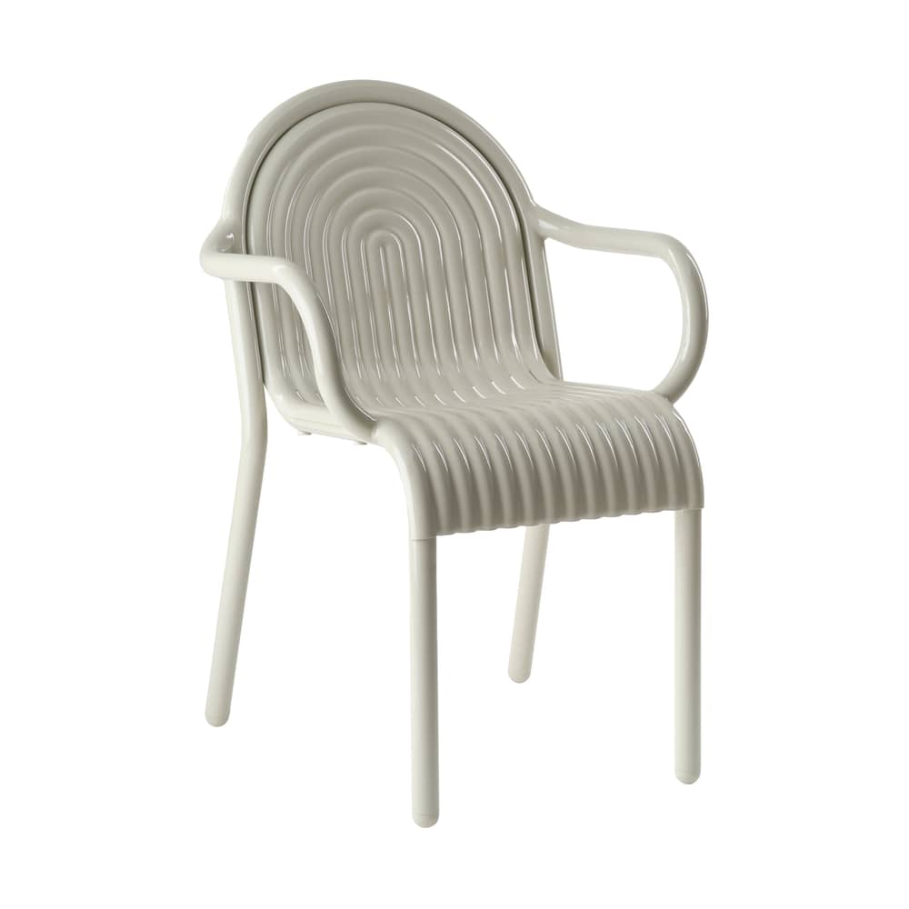 Fauteuil empilable Groove métal beige - Tom Dixon - Beige Mastic - Aluminium