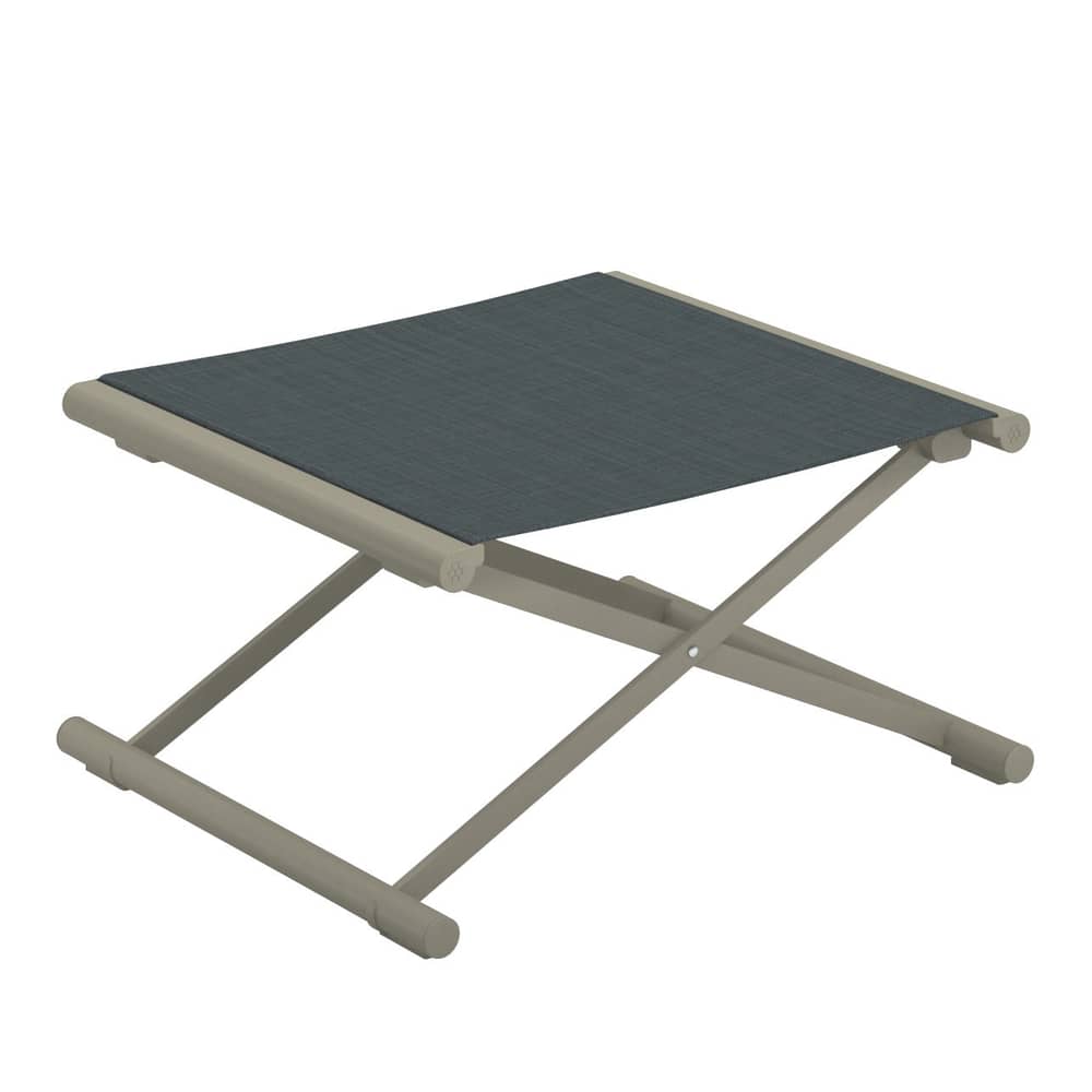 Terra Footrest textile green / Footrest - Metal & fabric - Emu - Grey-green / Stone grey fabric - Aluminium, Technical fabric