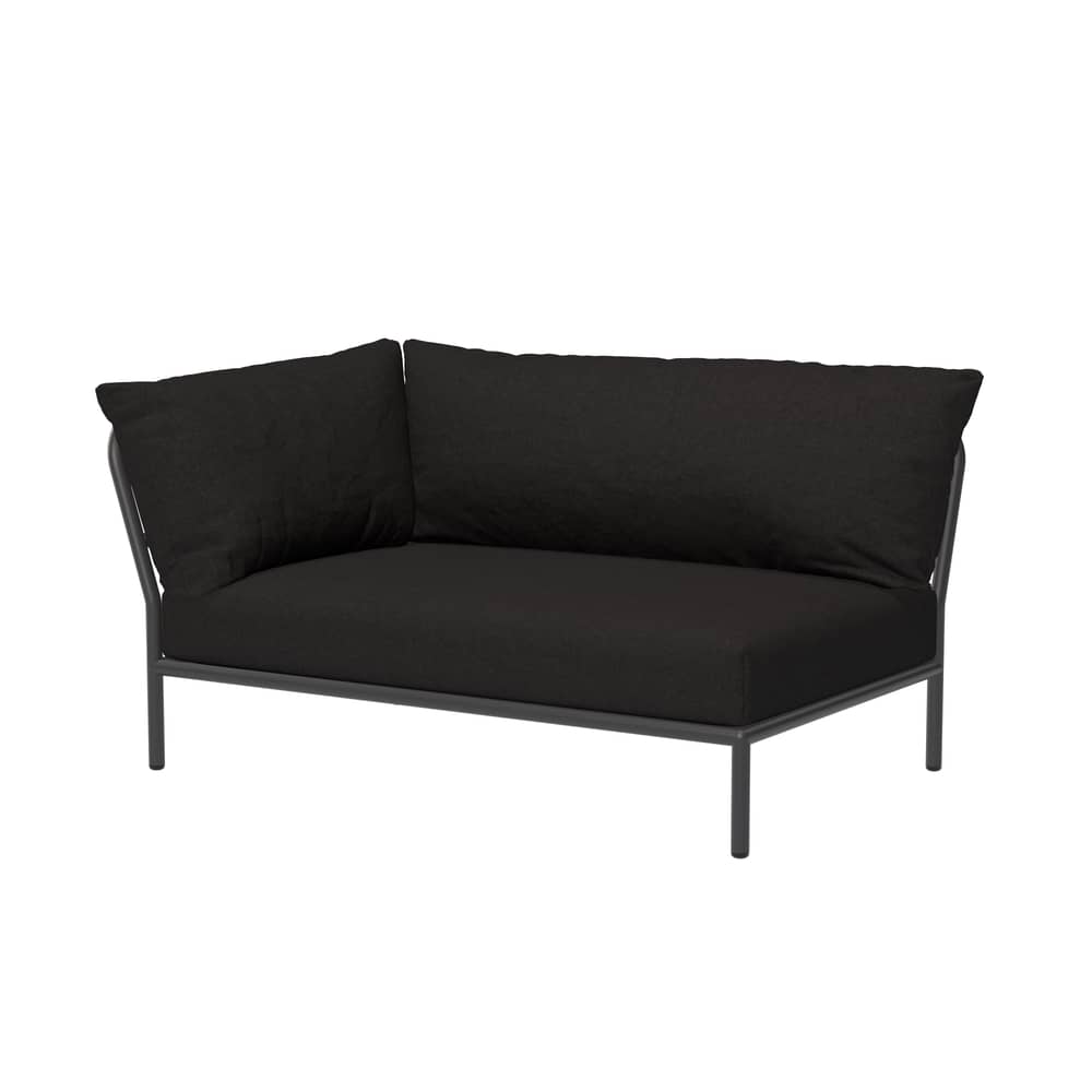 Divano da giardino modulare Level 2 tessuto nero / Schienale extra morbido - Angolo sinistro - L 139 x P 92,5 cm - Houe - Antracite (tessuto Heritage) - , Acciaio termolaccato, Schiuma di poliuretano