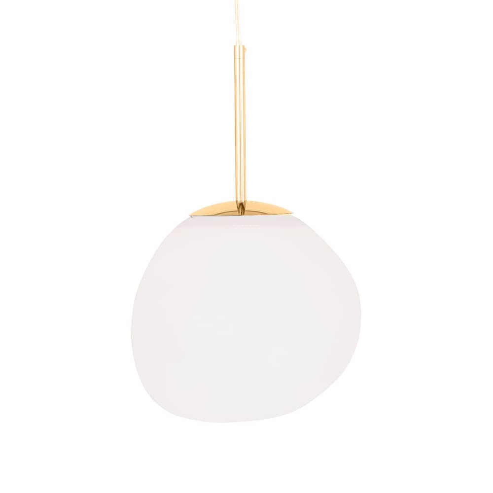 Suspension Melt Mini LED blanc / Ø 28 cm - Tom Dixon - Blanc opalescent / Monture or - Acier, Polycarbonate soufflé