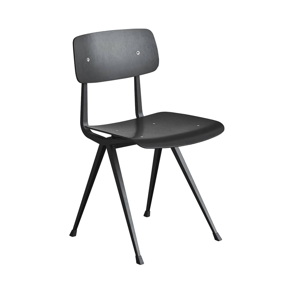 Chaise Result bois noir / Réédition 1958 - Hay - Noir / Pieds noirs - Acier laqué, Contreplaqué de chêne teinté