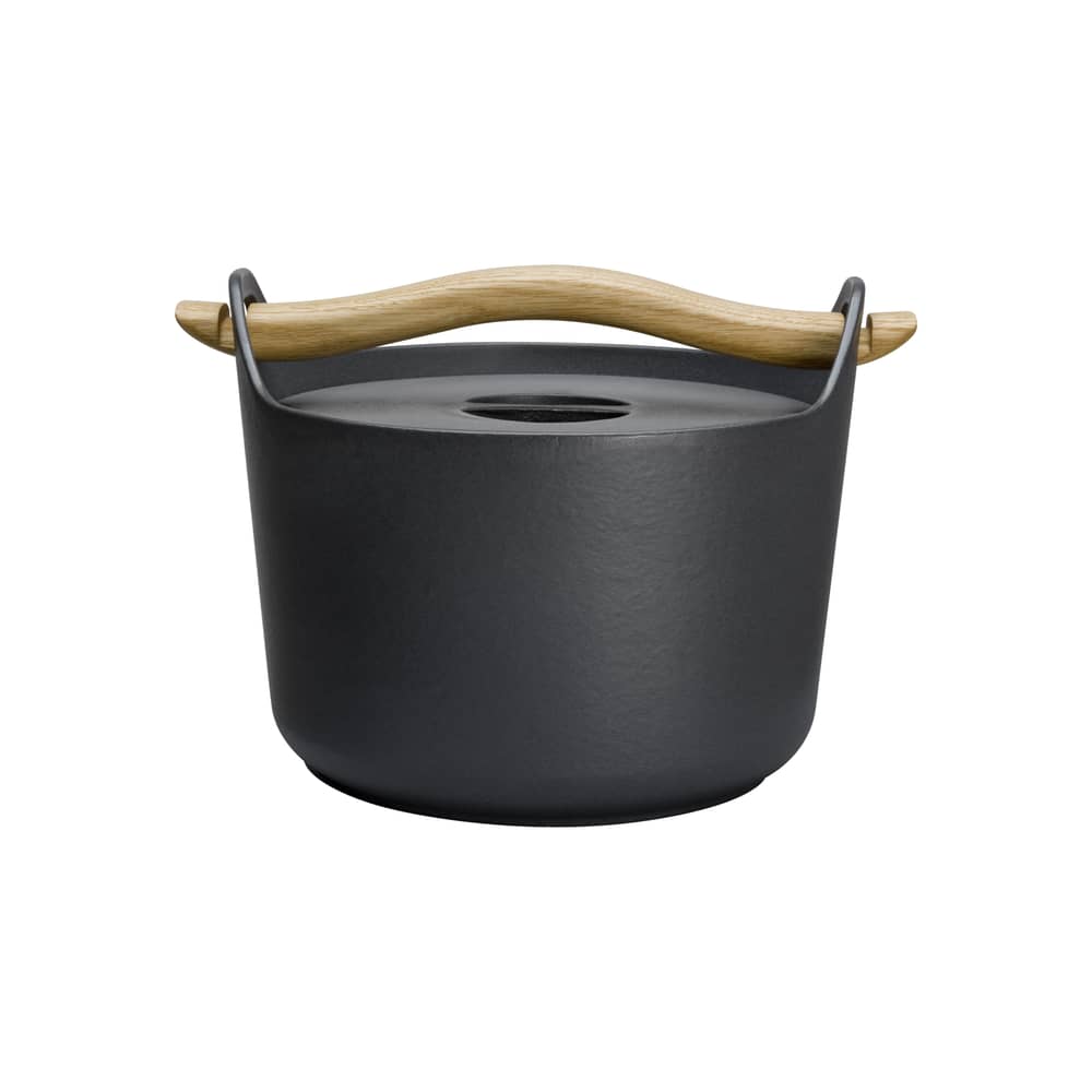 Cocotte Sarpaneva métal noir / Fonte, 3L - Tous feux / Timo Sarpaneva, 1960 - Iittala - Noir / Bois - Bois, Fonte émaillée