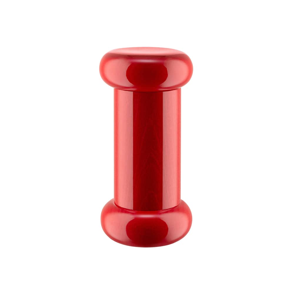 Moulin à épices Twergi bois rouge / H 15 cm - By Ettore Sottsass / Alessi 100 Values Collection - Alessi - Rouge - Céramique, Hêtre massif tourné certifié FSC