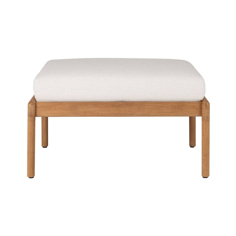 Outdoor-Hocker Jack Outdoor textil holz weiß / Teakholz & Stoff - 71 x 54 cm - Ethnicraft - Naturweiß - Massives Teakholz, Polypropylen-Stoff, Schaumstoff