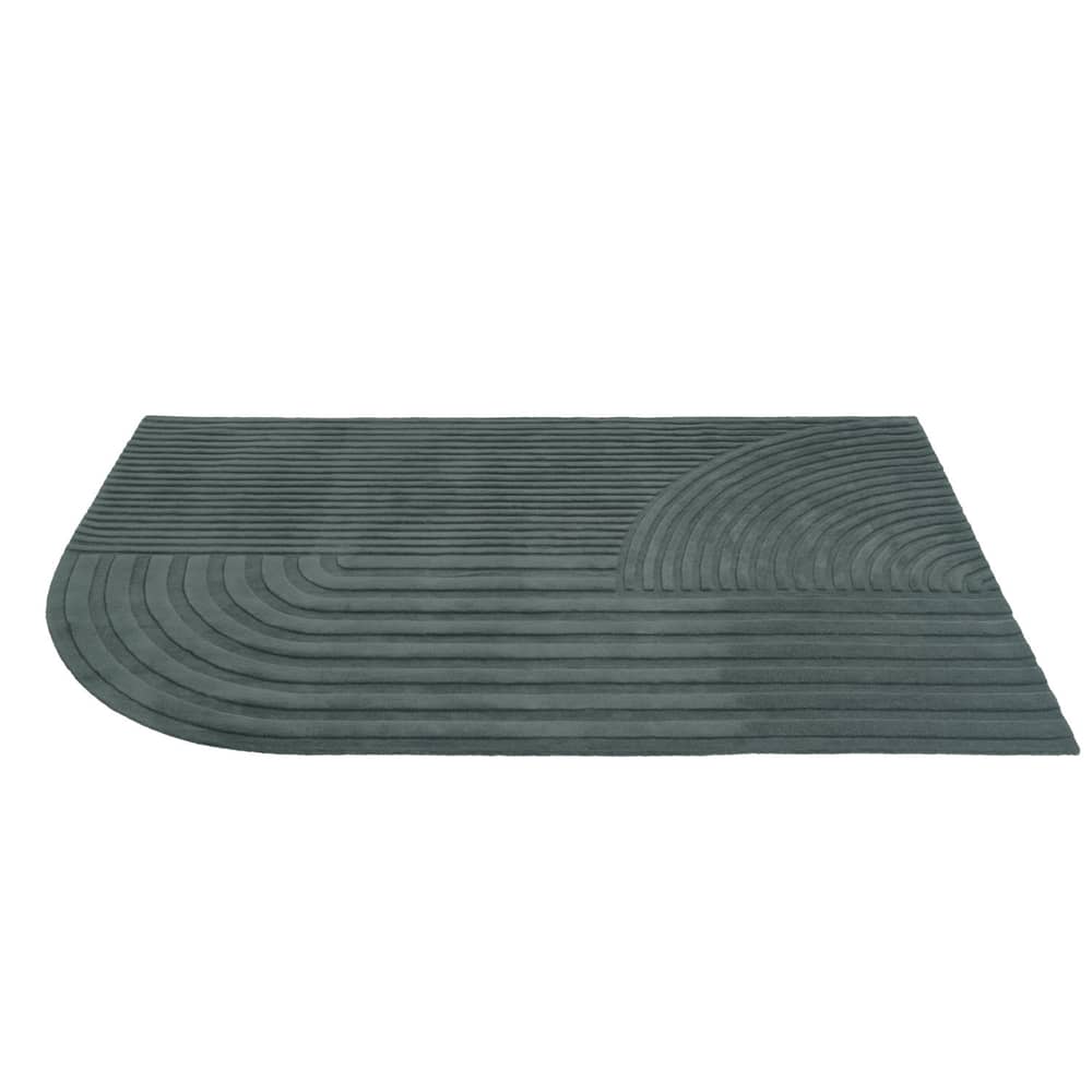Relevo Rug textile green / 200 x 300 cm - Hand-tufted - Muuto - Dark green - New-zealand wool