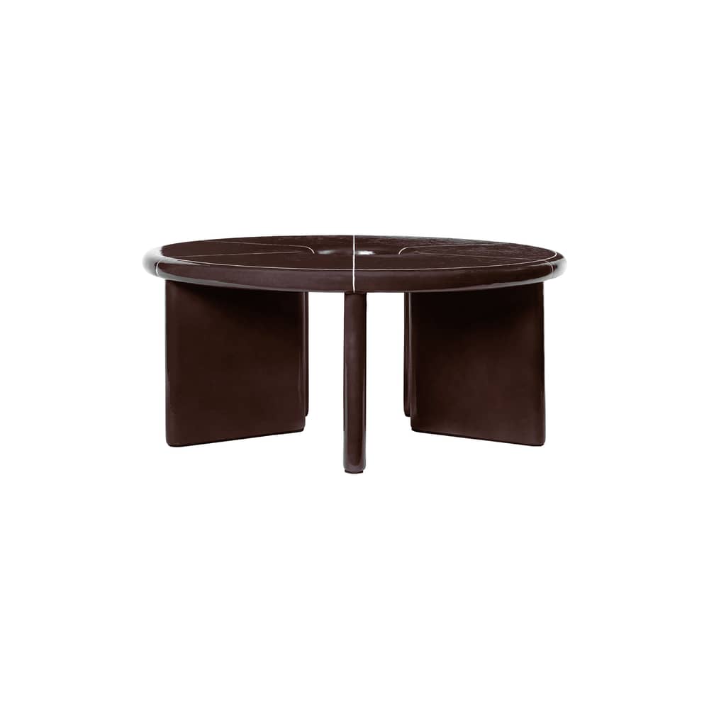 Table basse Deya / Ø 80 x H 32 cm - Béton émaillé - Ferm Living - Marron châtaigne - Béton renforcé de fibres de verre