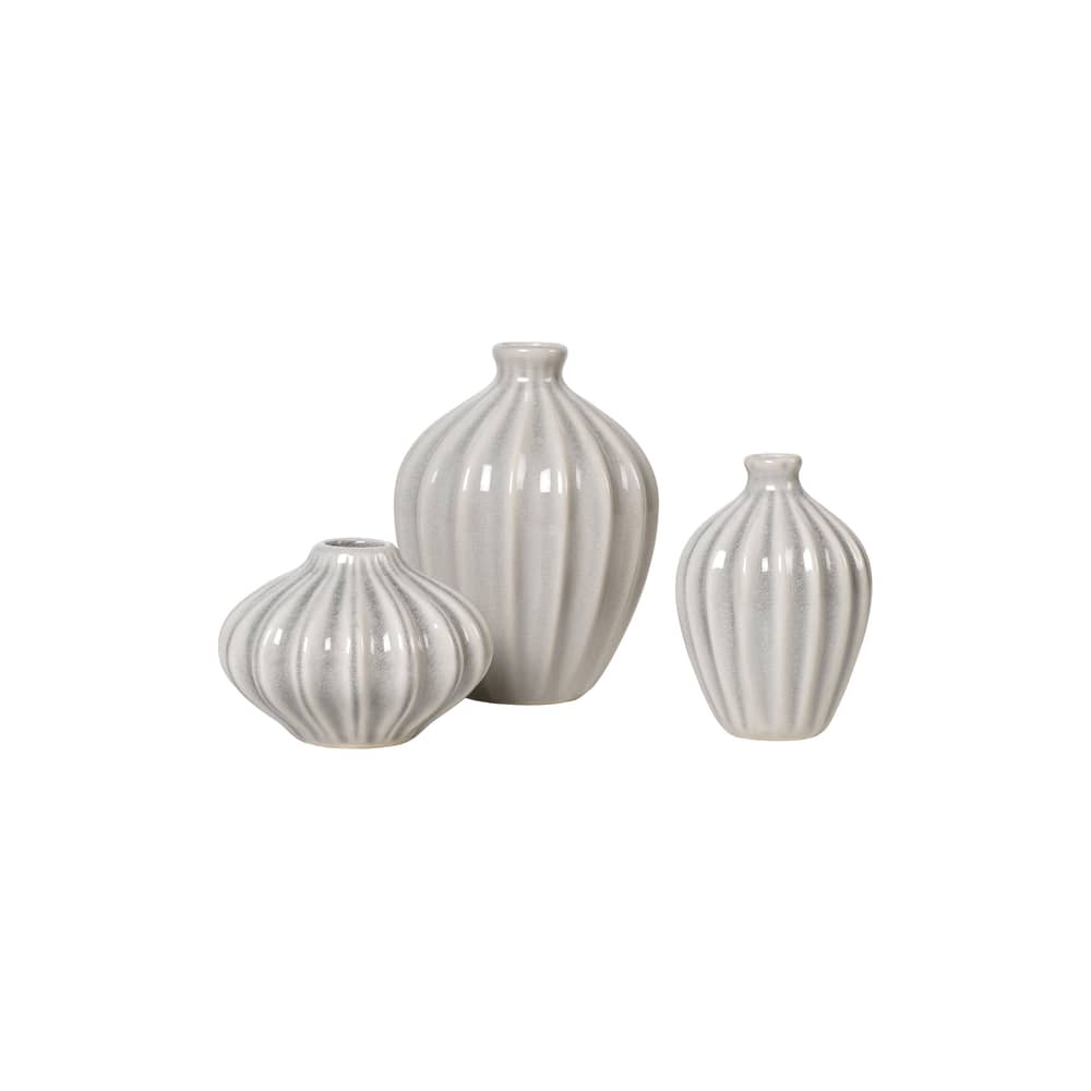 Set de 3 mini vases Amalie céramique gris - BROSTE COPENHAGEN - Gris - Céramique émaillée