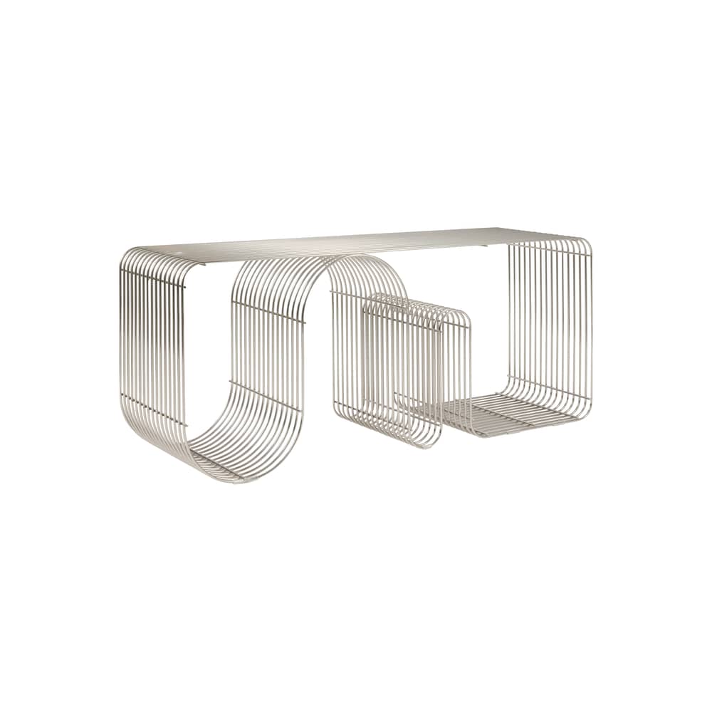 Banc Curva métal argent / Etagère - L 100 cm - AYTM - Argent - Acier