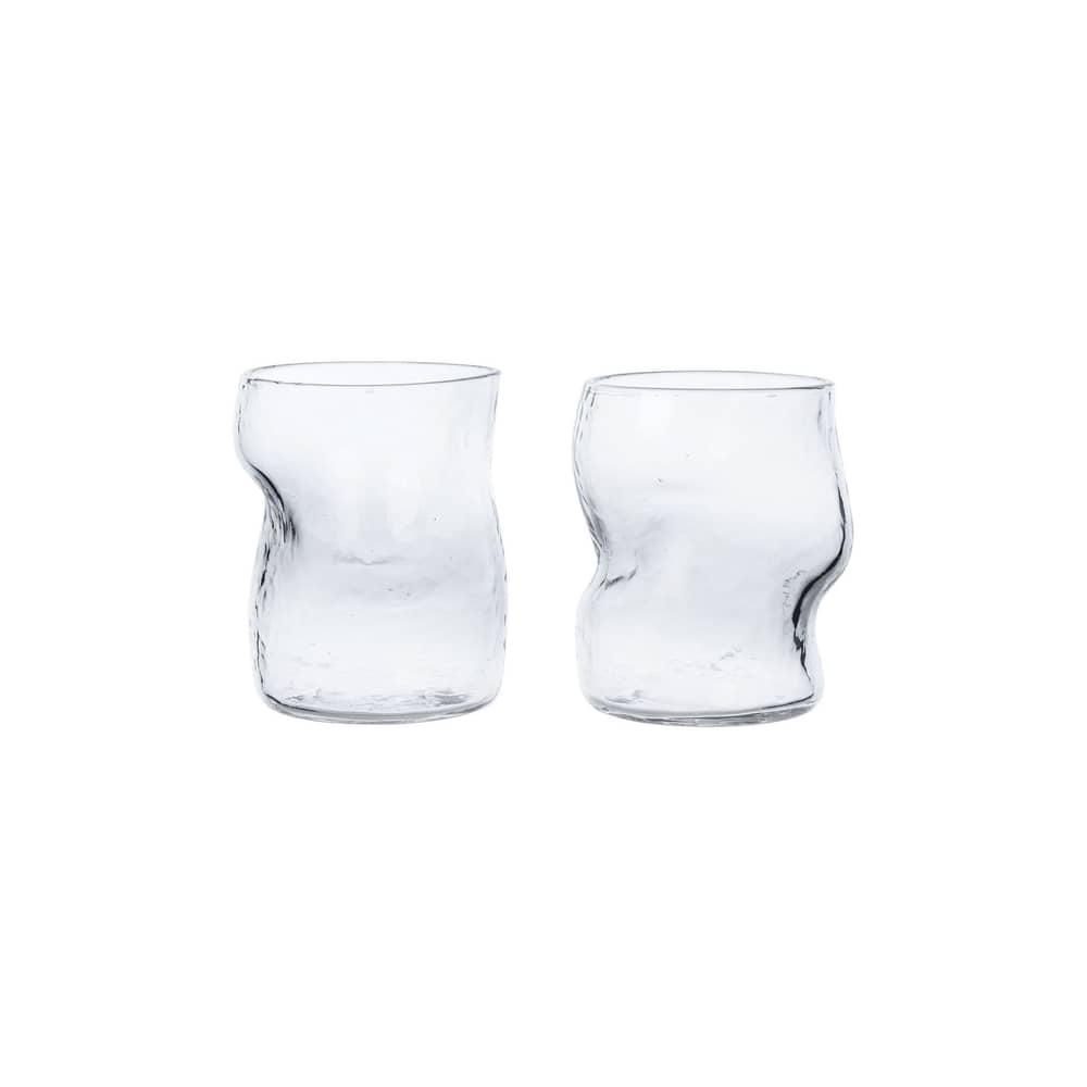 Bicchiere Dimple vetro trasparente / Set di 2 - Ferm Living - Trasparente - Sughero, Vetro soffiato a bocca