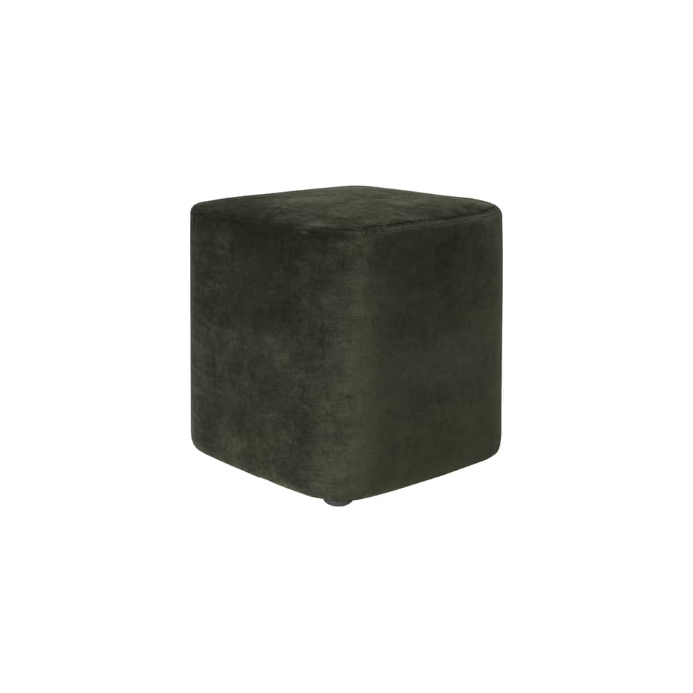 Pouf Cube tissu vert / Velours - Ethnicraft - Vert forêt - Mousse haute densité, Velours