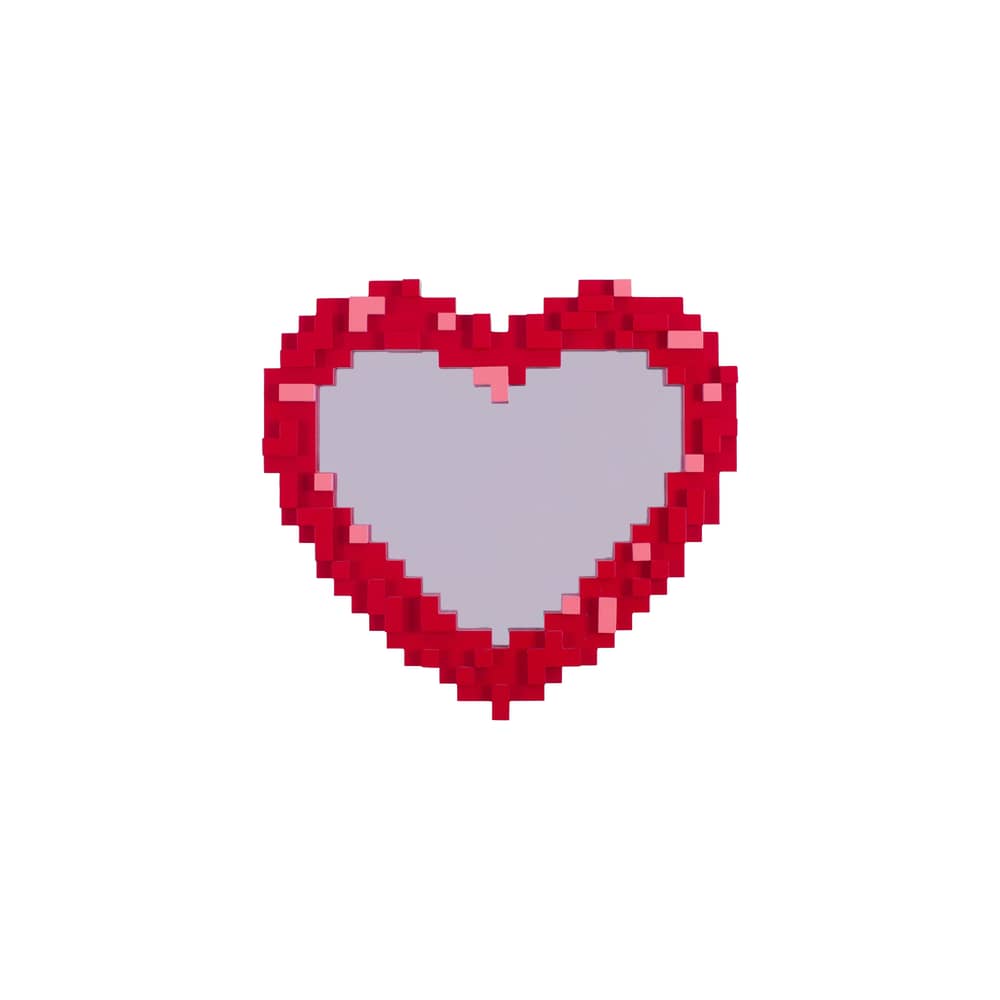 Wandspiegel Pixel - Heart holz rot / 55,5 x 51,5 cm - Seletti - Herz - Glas, Holzfaserplatte