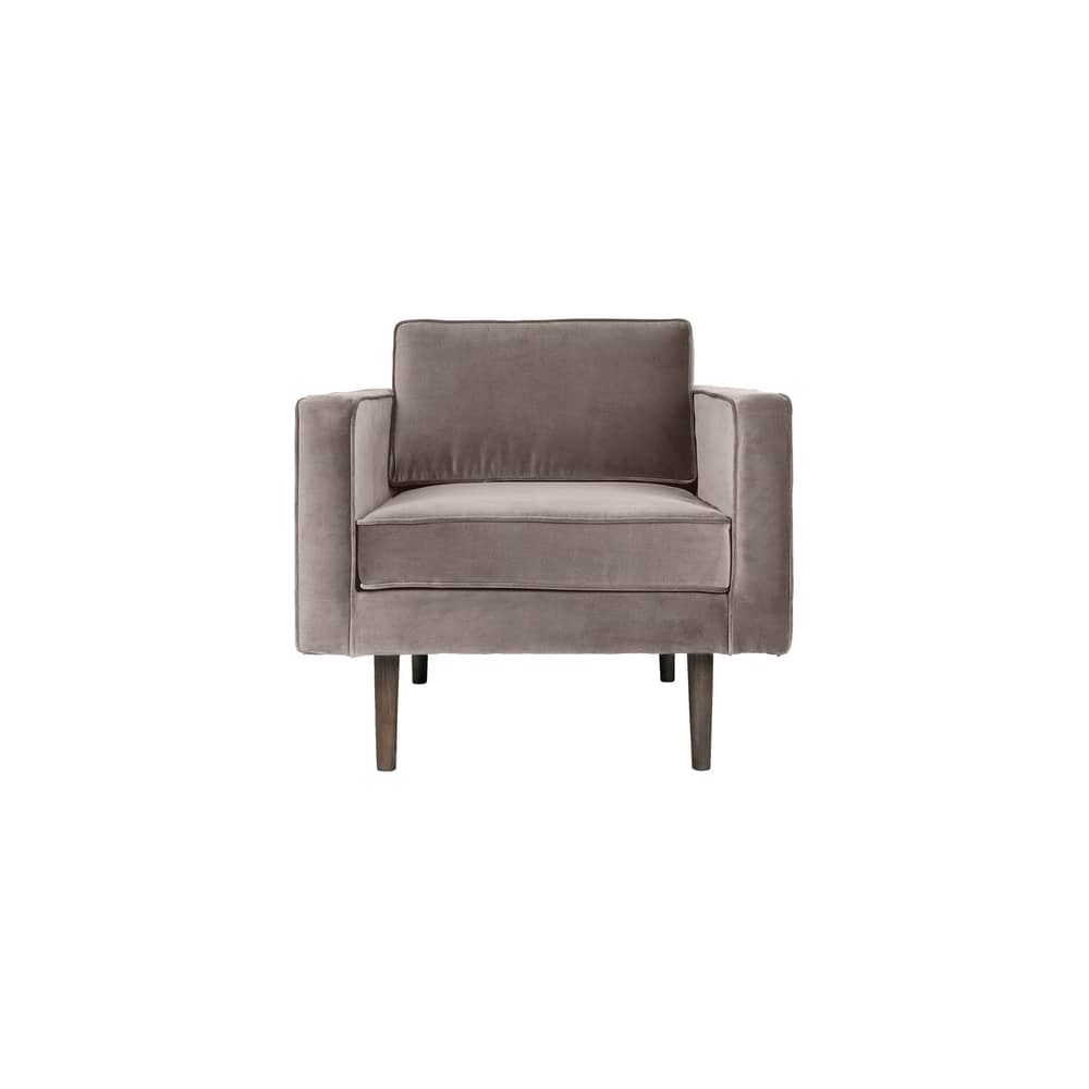 Fauteuil rembourré Wind tissu gris / Velours - BROSTE COPENHAGEN - Gris-rosé - Aggloméré, Chêne huilé teinté, Mousse, Velours polyester