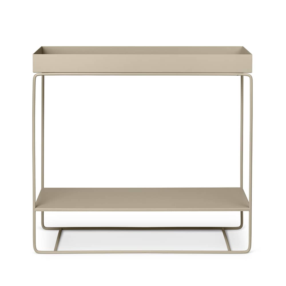 Jardinière sur pied Plant Box Two métal beige / Rangement - 2 niveaux  - L 80 x H 75 cm x Prof. 25 cm - Ferm Living - Beige Cachemire - Acier laqué époxy