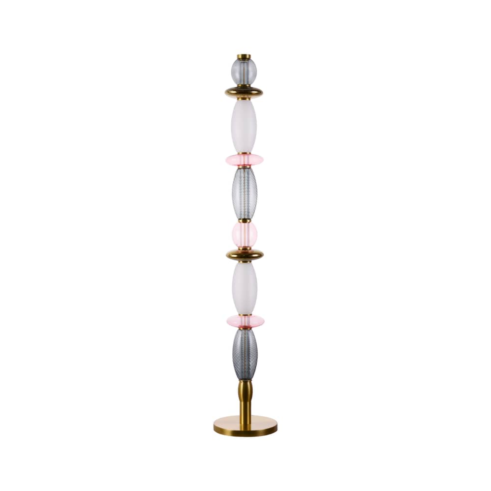Lampada a stelo Léonor vetro grigio / Ø 15 x H 145 cm - ELEMENTS LIGHTING - Fumé / Rosa / Oro - Alluminio, Vetro