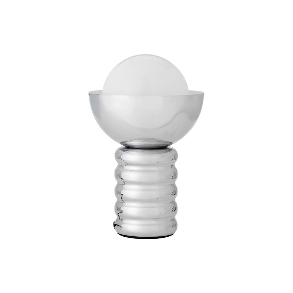 Lampada da tavolo Spike metallo argento / Ø 20 x H 32 cm - Bloomingville - Cromato / Bianco opalino - Ferro cromato, Vetro
