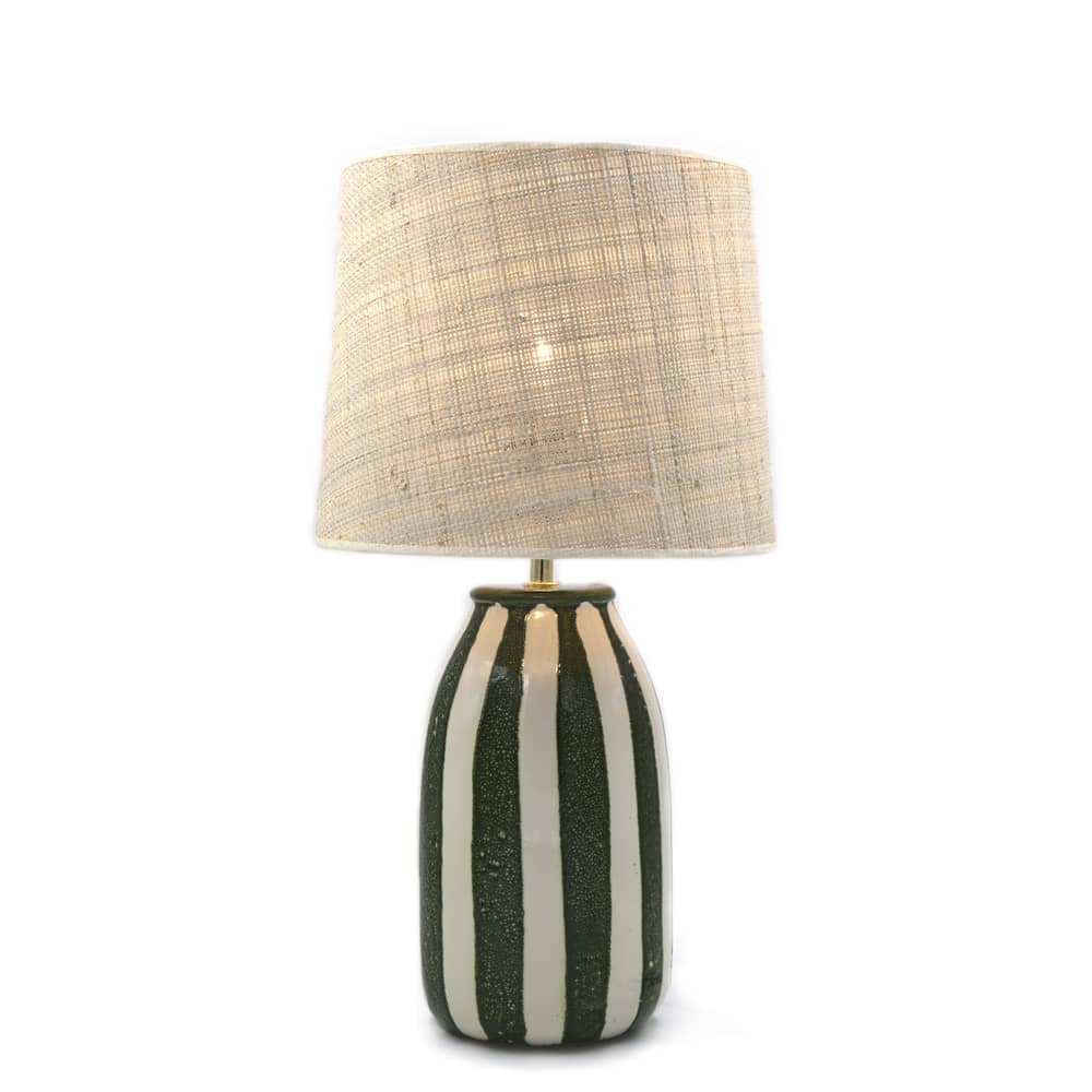 Lampe de table Palmaria Small céramique fibre végétale vert beige / H 48 cm - rabane - Maison Sarah Lavoine - Vert - Céramique, Rabane naturelle