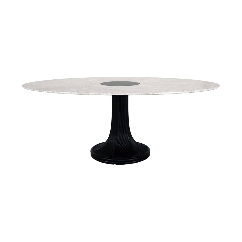 Riviera Oval table marble white / 199 x 125 cm - Base, legs Rattan - Maison Sarah Lavoine - Base, legs Black / White marble - Marble, Rattan