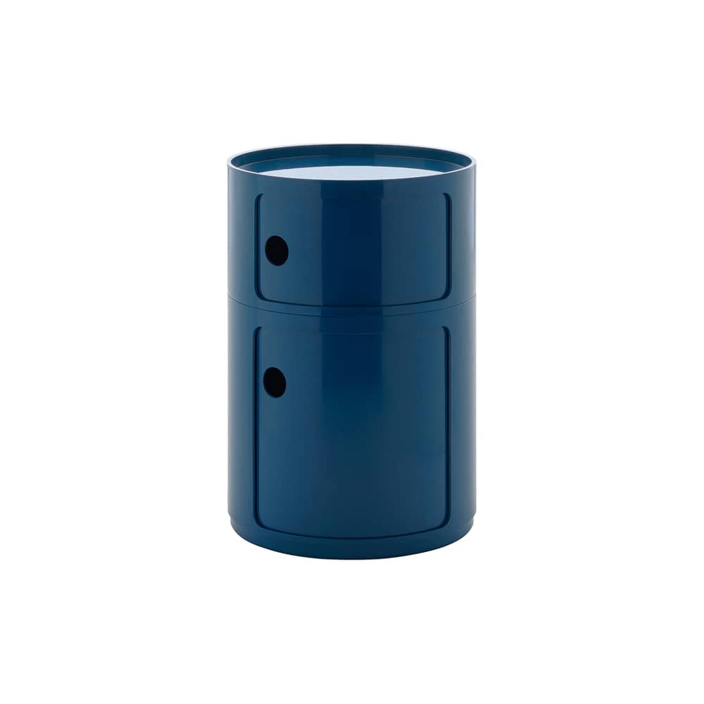 Rangement Componibili New Big plastique bleu / 2 tiroirs - Ø 42 x H 61,5 cm - Kartell - Bleu - ABS