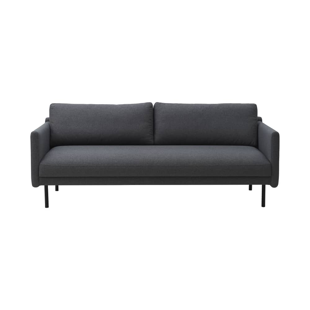 Canapé droit Rar / 3 places - L 204,5 cm - Normann Copenhagen - Tissu Gris foncé - Acier, Bois, Mousse PU, Tissu