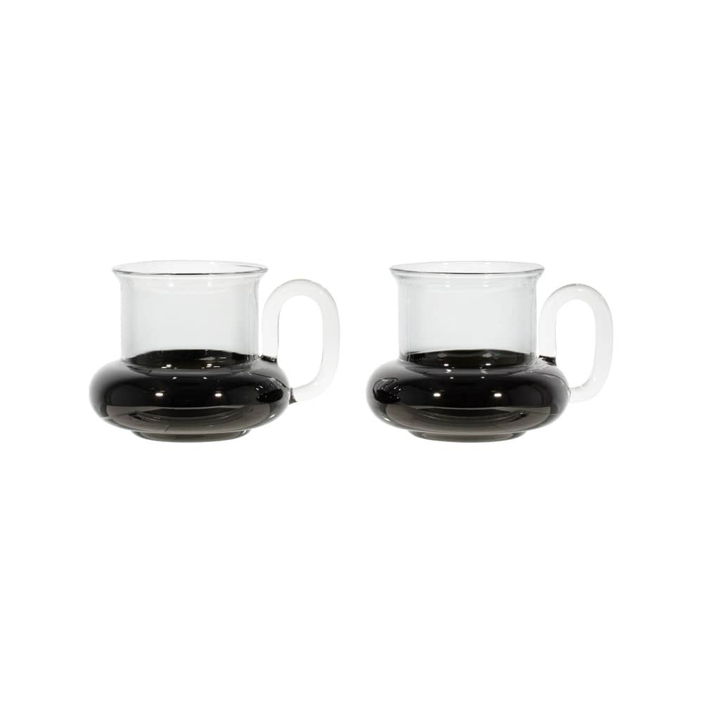 Set de 2 tasses à thé Bump / Verre soufflé - Tom Dixon - Gris & noir - Verre borosilicate soufflé