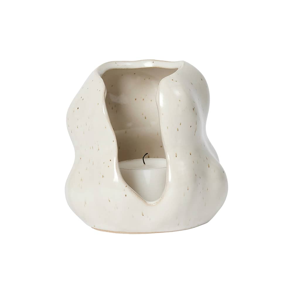 Windlicht Hekla keramik beige / Ø 9,5 x H 10 cm - BROSTE COPENHAGEN - H 10 cm / Creme - Sandstein