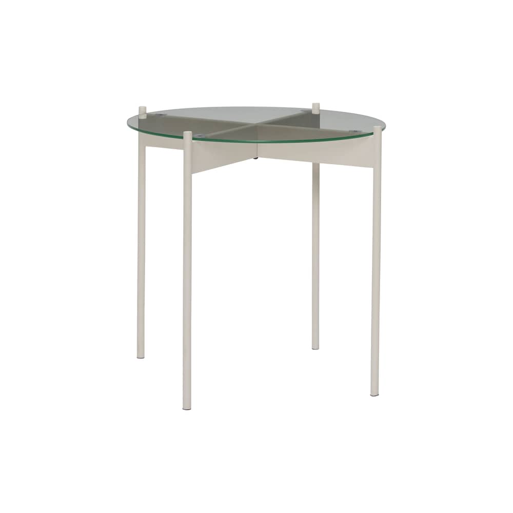 Beistelltisch Beam glas beige / Ø 45 x H 42 cm - HÜBSCH - Sand - Eisen, Glas