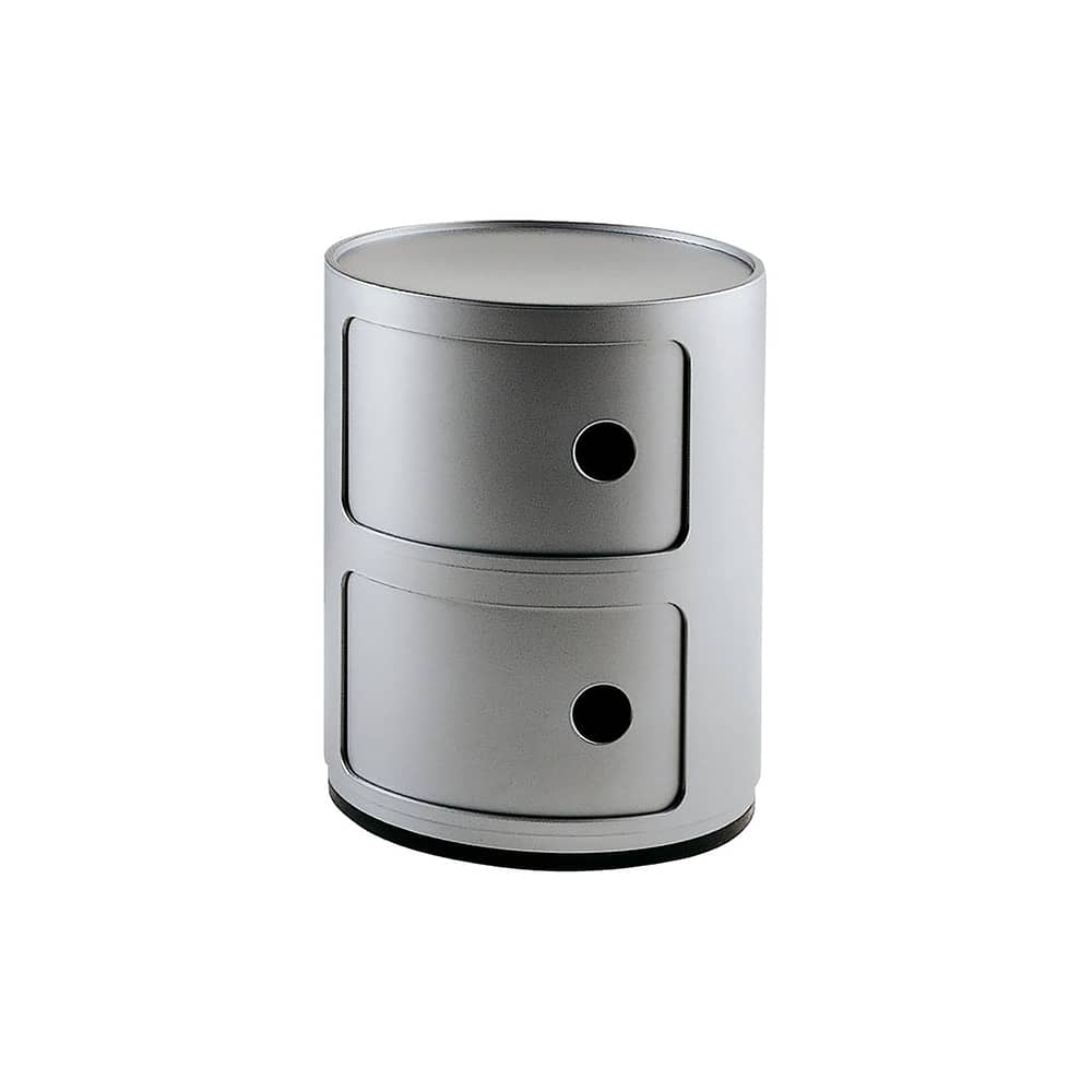 Rangement Componibili gris argent / 2 tiroirs - H 40 cm - Anna Castelli Ferrieri, 1968 - Kartell - Argent - ABS