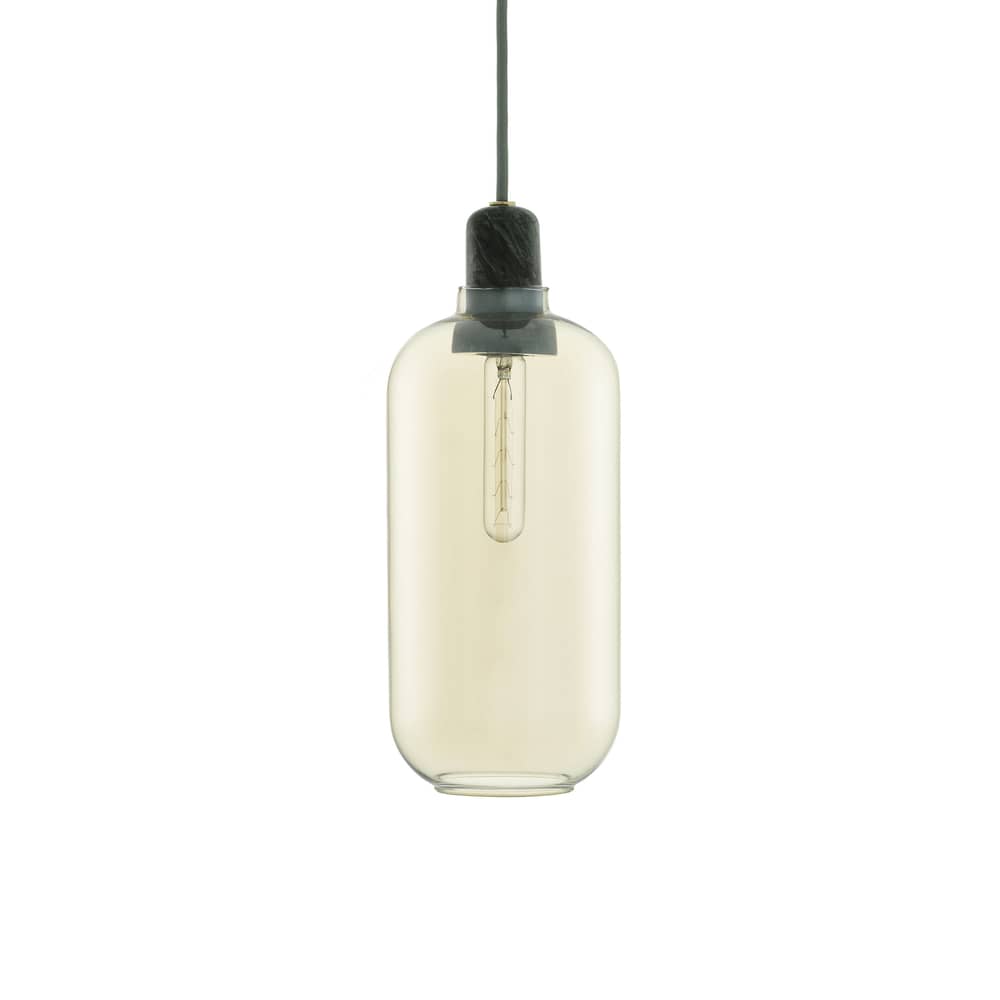 Sospensione Amp Large vetro pietra giallo marrone oro / Ø 11 x H 26 cm - Normann Copenhagen - Dorato / Marmo verde giada - Marmo, Vetro