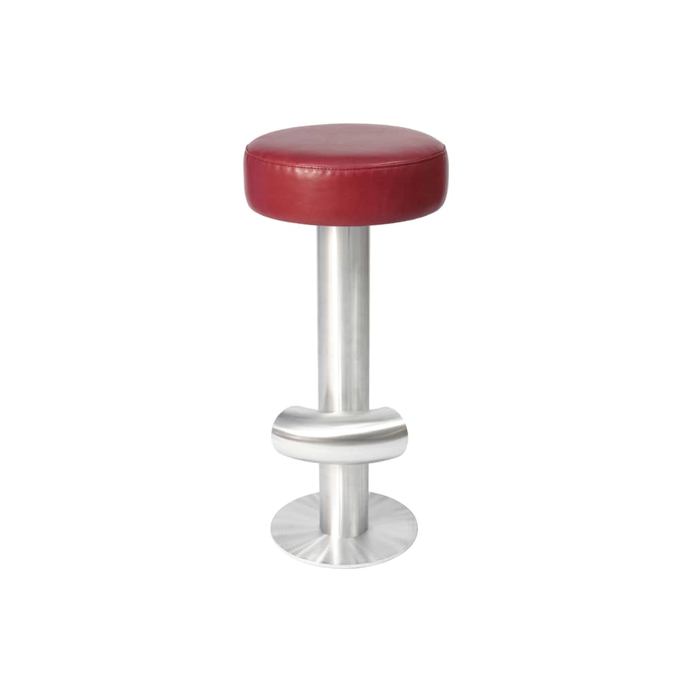 Tabouret de bar rembourré Bar cuir rouge / H 75 cm - Axel Chay - Cuir rouge - Aluminium, Cuir, Mousse