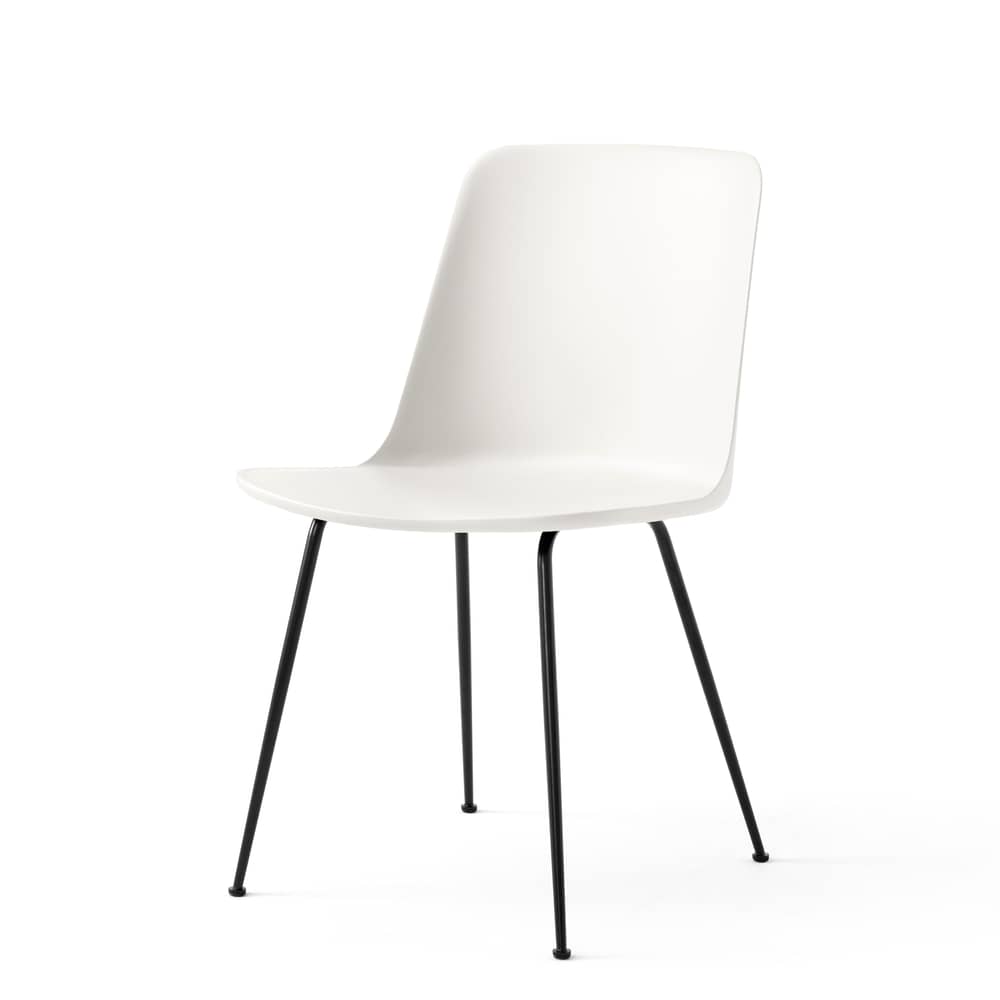 Chaise Rely HW6 plastique blanc / Plastique recyclé & pieds acier / Seconde vie - &tradition - Blanc / Pieds noirs - Acier, Fibre de verre, Polypropylène recyclé